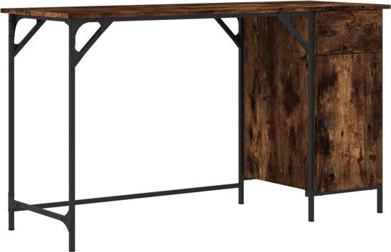 vidaXL Bureau - 131x48x75 cm - Bewerkt Hout - Gerookt Eikenkleurig