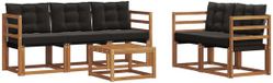 vidaXL Ensemble de salon 5 places Acacia Bois Naturel et noir Inclus table
