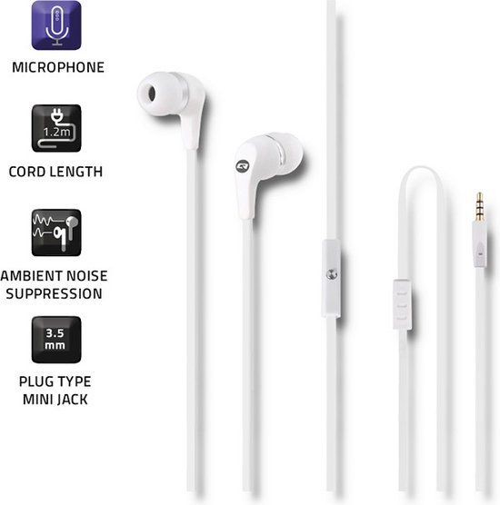 Qoltec In-ear koptelefoon Wit