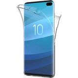Phonillico® Hoesje voor Samsung Galaxy S10 PLUS - Transparant Volledig siliconen TPU Gel Hoesje Twee in elkaar grijpende voor- en achterkant