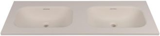 Saniclass Torino Meubelwastafel - 120.5x46x17.5cm - solid surface - 2 wasbakken - zonder kraangaten - off-white