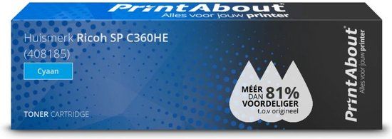 PrintAbout Huismerk Ricoh SP C360HE Toner Cyaan Hoge capaciteit