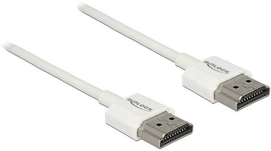 Delock Dunne Premium HDMI kabel - versie 2.0 (4K 60Hz) / wit - 0,25 meter