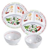 Omgoods - Set van 4 Portie Controle Borden en Schalen voor Gezond Eten