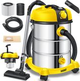 MASKO® industriële stofzuiger nat-droog roestvrij staal 2300W + stopcontact