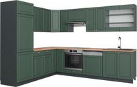 Vicco Hoekkeuken Fame-Line, Groen-Goud Landhuis/Antraciet, 287 x 227 cm, WB Eik