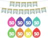 Haza Verjaardag 50 jaar geworden versiering - 16x thema ballonnen/1x Happy Birthday slinger 300 cm