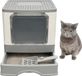 Relaxdays Kattenbak met deksel en schep - Wit/Grijs