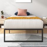 Zinus Lorelai Bed 90x190 cm - Bedframe hoogte 36 cm met opbergruimte onder het bed - Metalen platform bedframe - Zwart