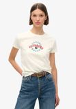 Superdry Tattoo Rhinestone getailleerd T-shirt Dames Winter White
