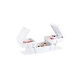 Relaxdays Naaidoos met 5 vakken zonder inhoud, kleppen, grenen, wit, 12 x 26 x 15,5 cm