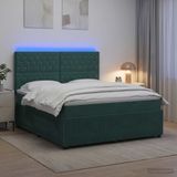 vidaXL LED Boxspringbed met Matras Donkergroen Fluweel 140 x 190 cm
