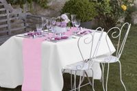 Santex nappe de fête avec chemin de table sur rouleau - blanc/rose clair - 10 mètres