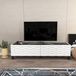 Hanah Home Traditionele tv-standaard, wit en zwart, 149,2 x 35 x 38 cm, 100% melamine gecoat deeltjesbord, 18 mm dik, elegant design voor de woonkamer