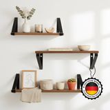 Kyto wandplankenset – 3-delige set zwevende planken van metaal met houten bladen (30 / 35 / 40 cm breed)