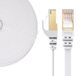 Elfcam® - 10m Cat7 Ethernet Kabel Platte Vergulde RJ45 Netwerkkabel 10Gbps 600MHz LAN Kabel, 100% Koper STP 32AWG, Wit, 10 Meter