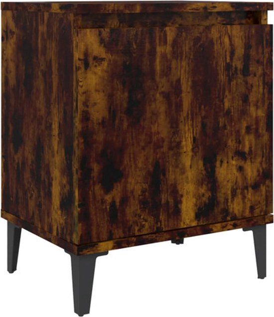 vidaXL Nachtkastje met metalen poten 40x30x50 cm gerookt eikenkleurig
