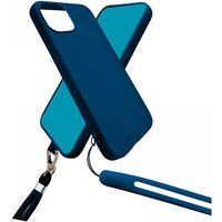 JAYM POP Achterzijde behuizing voor mobiele telefoon - met nek- en polsbanden - vloeibaar silicone - blauw - voor Samsung Galaxy S24