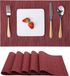 Merkloos Placemats Set van 6, Vinyl Placemats Geweven Wasbaar Hittebestendige Antislip Geschikt voor Keuken Familie Restaurant Koffiebar (Rood)