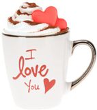 Siaki Koffiemok / theemok I Love You - wit/goud - 300 ml