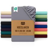 Utopia Bedding Onderlaken, 100 x 200 cm, dik matras, geborstelde microvezel, bed van 100 cm, grijs
