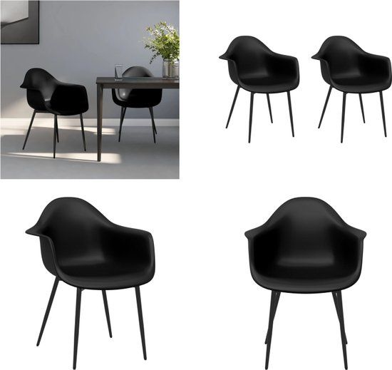 vidaXL Eetkamerstoelen 2 st PP zwart