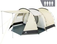 CampFeuer Super+ Tunneltent voor 4 personen, grote familietent met 2 ingangen en 3.000 mm waterkolom, groepstent