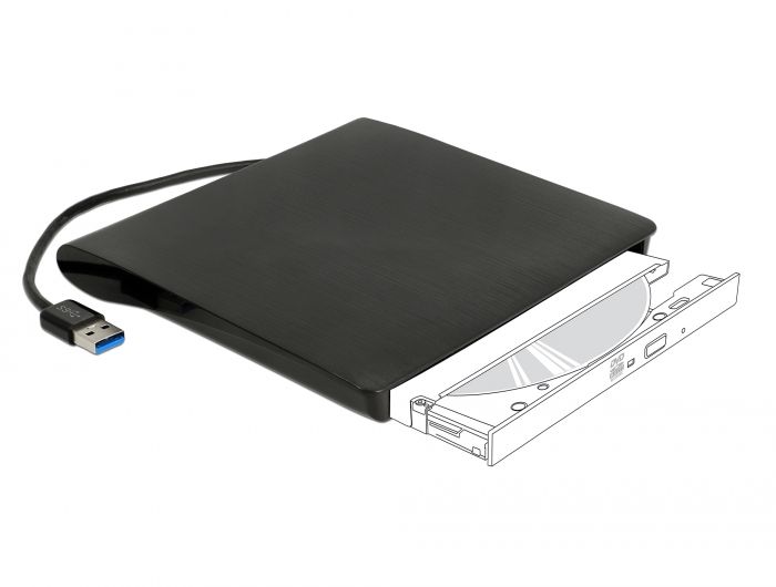 DeLOCK 42603 - ODD Behuizing - Zwart - USB 3.2 Gen 1