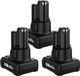StarTech Bosch BAT420/BAT411 - 12V lithium-ion vervangingsaccu - 6000 mAh - 3-delige set - Zwart
