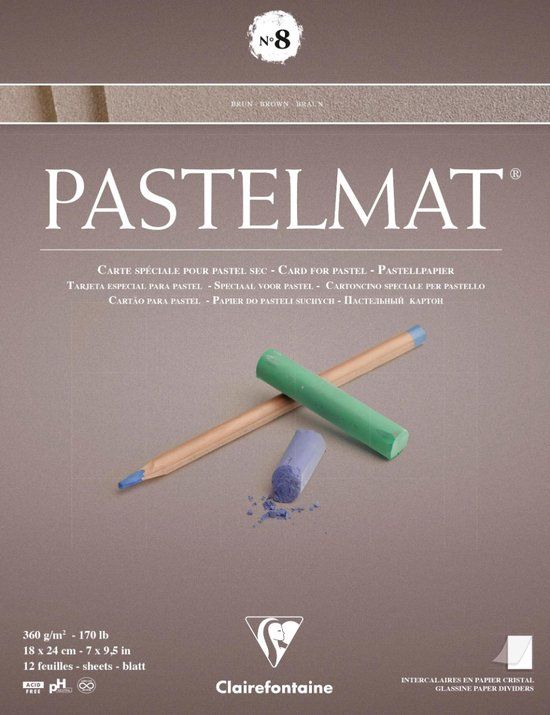 Clairefontaine Pastelmat - Papier voor pastelkrijt - blok no.8 - assorti - 360 g - 18 x 24 cm