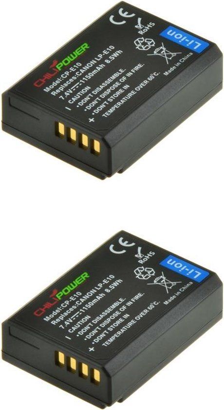 Chili Power ChiliPower LP-E10 accu voor Canon - 1150mAh - 2-Pack