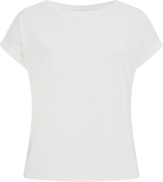 WE Fashion Dames T-shirt met opengewerkte structuur - Curve