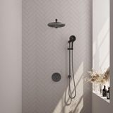 Brauer Gunmetal Carving Thermostatische Regendoucheset Inbouw - Hoofddouche 30 cm - Rechte Wandarm - 3 Weg - Handdouche Rond 3 Standen - Doucheslang - Geintegreerde Glijstang - Gunmetal