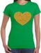 Bellatio Decorations Verkleed T-shirt voor dames - groen - hartje - glitter goud - themafeest / foute party XS