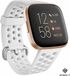 Strap-it Fitbit Versa / Versa 2 siliconen bandje met gaatjes - wit - Maat: L