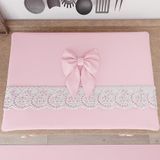 PETTI Artigiani Italiani Kookafdekking, elegante kookafdekking, fornuisafdekking in shabby-chic-stijl, effen, met ruches van kant met franjes en strikken, fornuisafdekking van katoen, fornuisafdekking