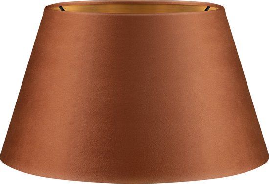 Home Sweet Home Fluweel - Velvet Lampenkap - Conisch - Bruin + goud - Luxe stijl - ø30 x 17 cm - E27 fitting