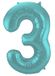 Folat Folieballon Cijfer 3 Aqua Metallic Mat - 86 cm
