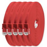 1aTTack.de 0,5 m - rood - 5 stuks - Cat.6 platte netwerkkabel Cat6 platte kabel ultra platte Cat.6 patchkabel 1000 Mbit/s Gigabit LAN (RJ45) platte slanke micro