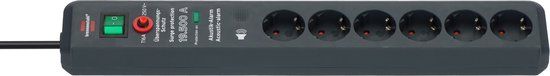 Brennenstuhl Secure-Tec 6-Way Surge Protected Socket - Anthracite