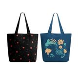 Ecoright Schoudertas, Canvas Shopper Bag, Casual Handtas, Grote Schoudertas met Binnenzak voor School, Werktas, Damestas, Sparrow Natural & Black, Utility, Beetle-abstract Bloom, Eén maat, Utility
