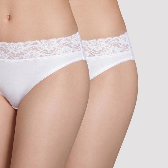 DIM Dames Coton Feminine Midi Slips - Set van 2 - Wit - Maat 46-48