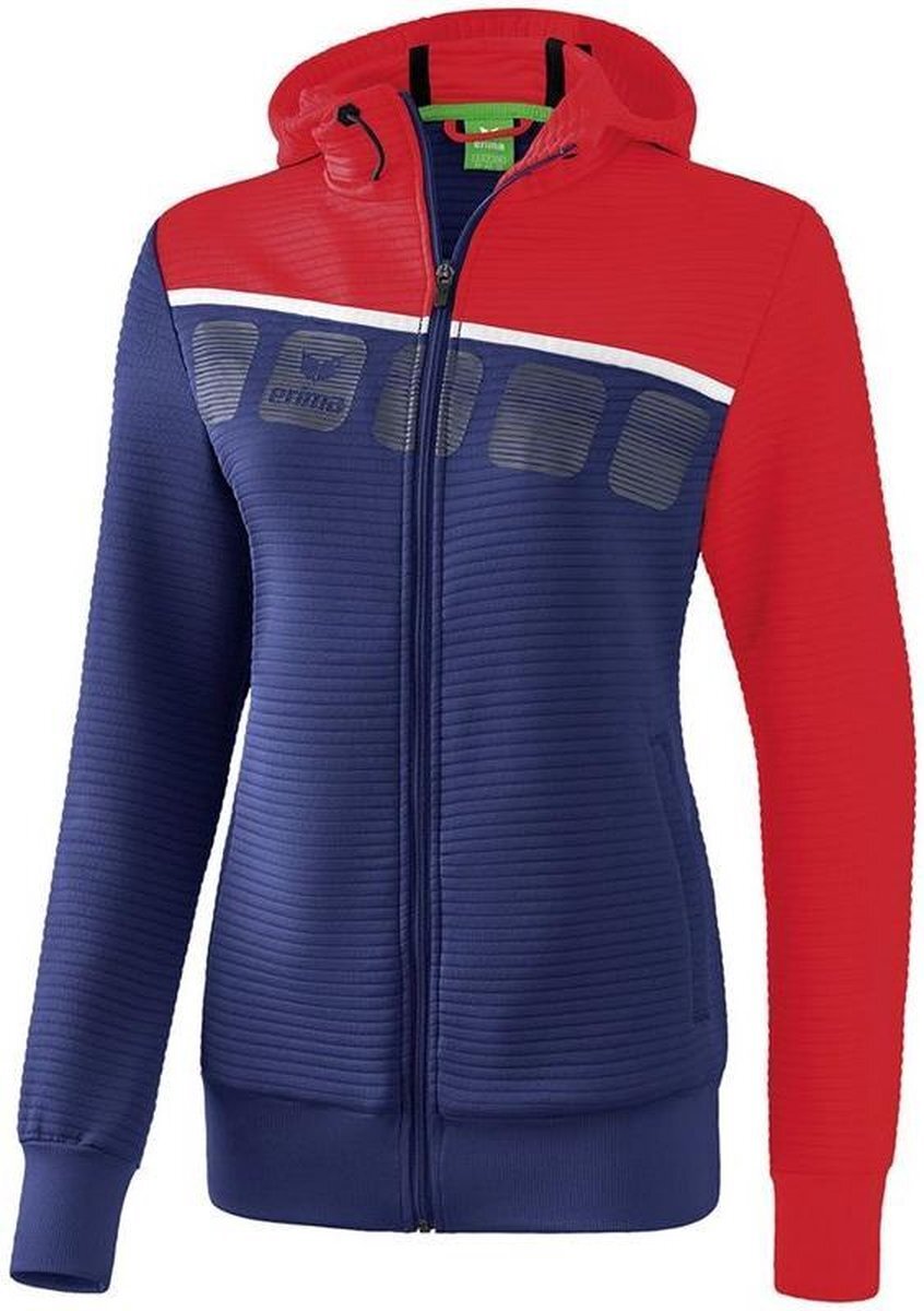 Erima 5-C Trainingsjack Met Capuchon Dames - New Navy / Rood / Wit | Maat: 44