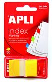 APLI 12484 - Zigzag filmlijmindexen 45 x 25 mm dispenser met 50 gele indexen