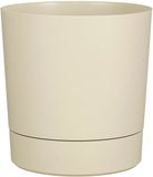 Mica Decorations Bloempot Coco - met onderschaal - beige - H19 x D18 cm - kunststof - buiten