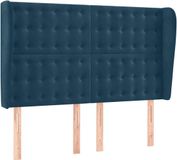 VidaXL Hoofdbord met randen Donkerblauw 147x23x118/128 cm Fluweel