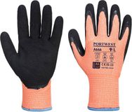 Portwest Vis-Tex winter HR snijbestendige Nitril handschoenen - Oranje/zwart - L