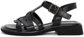 DERIMOD Zwarte Leren Platte Sandalen voor Volwassenen - Maat 38