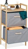 Merkloos Relaxdays badkamerrek met wasmanden - 76 x 43 x 27 cm - 2 vakken - bamboe - stof