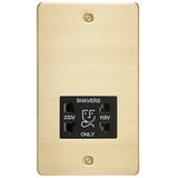 Knightsbridge FP8900BB geborsteld messing FPAV8900BB platte plaat 115V/230 V Dual Voltage scheerapparaat Socket Zwart Insert, 230 V